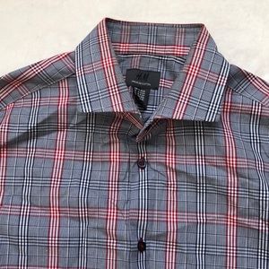 H&M -Mens red blue plaid dress shirt